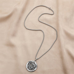 Silver-Plated Dragon Coin Pendant Necklace
