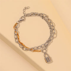 Two-Tone Lock Layered Charm Bracelet