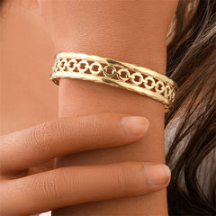 Stunning 18K gold-plated cable cuff bracelet with detailed designs, ideal for elevating your jewelry collection effortlessly.