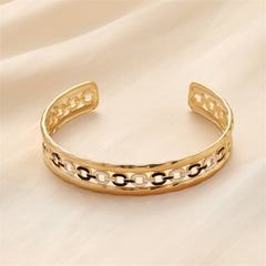 Black Enamel & 18K Gold-Plated Cable Cuff