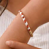 Red Cubic Zirconia & Enamel 18K Gold-Plated Stripe Cuff