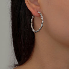 Silver-Plated Twine Hoop Earrings
