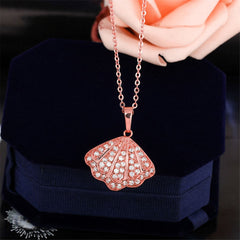 cubic zirconia & 18k Rose Gold-Plated Shell Pendant Necklace - streetregion