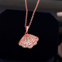cubic zirconia & 18k Rose Gold-Plated Shell Pendant Necklace - streetregion
