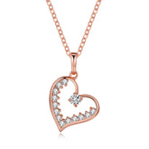 Cubic Zirconia & 18K Rose Gold-Plated Hollow Heart Pendant Necklace