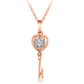 White Crystal & 18K Rose Gold-Plated Key Pendant Necklace
