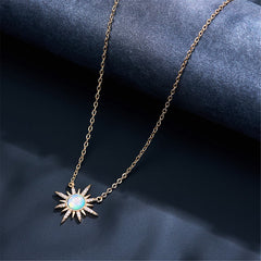 Cats Eye & Cubic Zirconia Sun Pendant Necklace