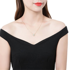 Cats Eye & Cubic Zirconia Sun Pendant Necklace