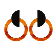 Black & Orange Ombré Circle Drop Earrings - streetregion