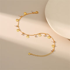 Pearl & 18K Gold-Plated Shell Station Anklet