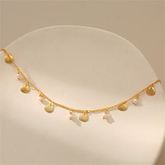 Pearl & 18K Gold-Plated Shell Station Anklet