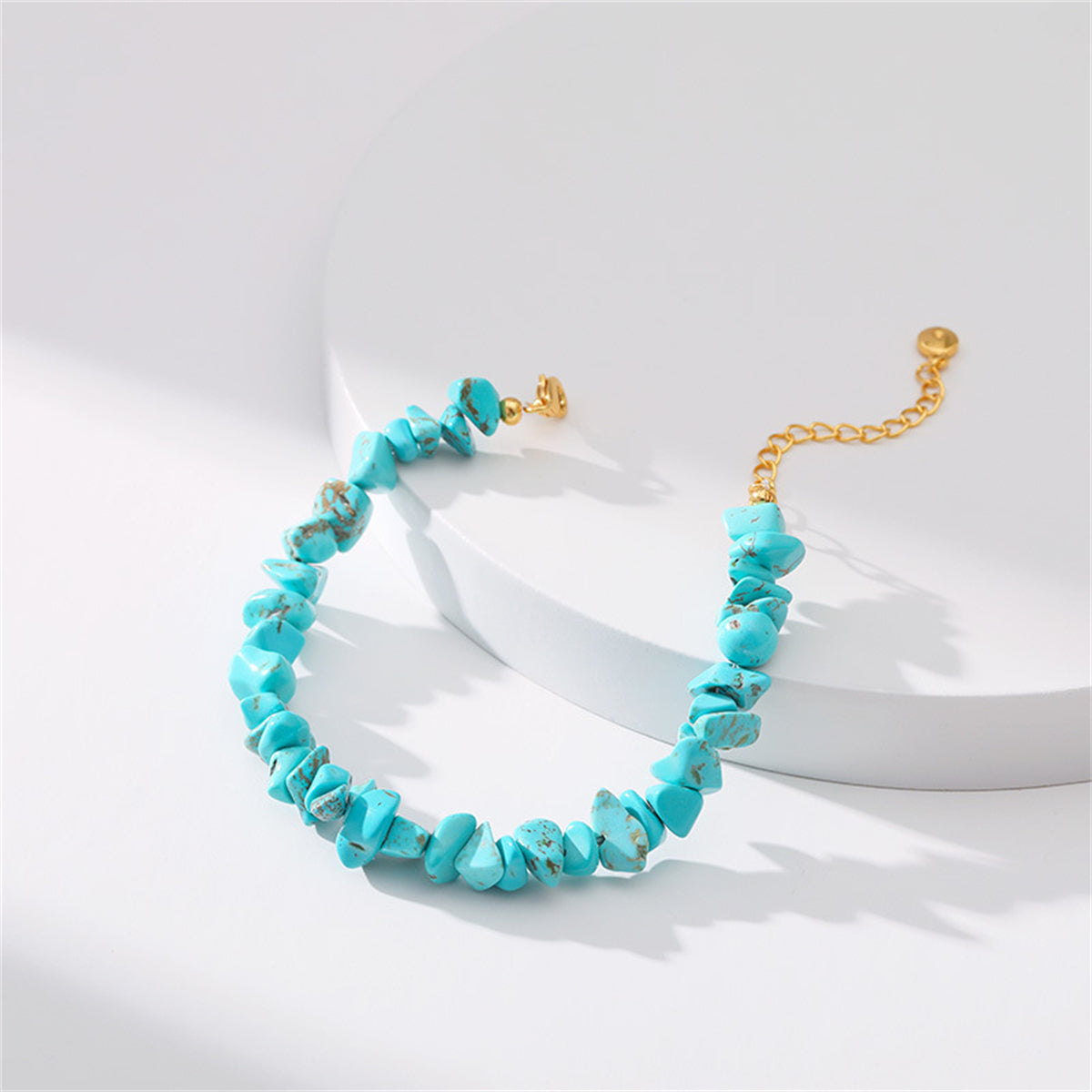 Turquoise Stone Chip Beaded Bracelet, bracelet for women, botanical inspired, styled look