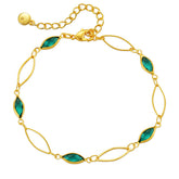 Green Crystal & 18K Gold-Plated Olive Station Bracelet