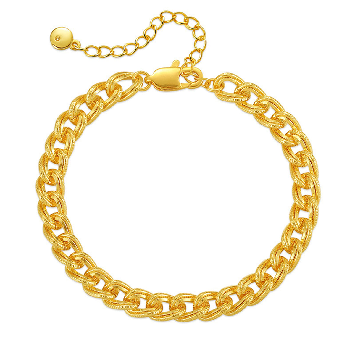 Elegant 18K gold-plated curb chain bracelet featuring a secure clasp, perfect for any stylish occasion.