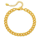 Elegant 18K gold-plated curb chain bracelet featuring a secure clasp, perfect for any stylish occasion.