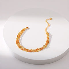 An elegant bracelet made of 18K gold plating, featuring a clasp and two linked sections for a sophisticated look.