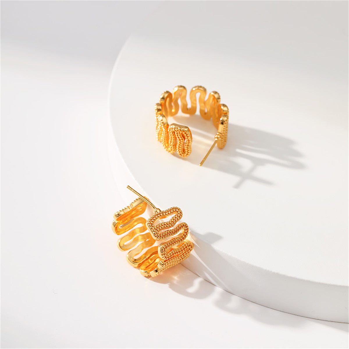 18K Gold-Plated Snake Huggie Earrings, gold huggie earrings, elegant gift for her, styled look