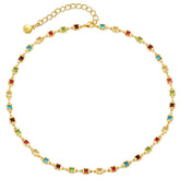 Cubic Zirconia & 18K Gold-Plated Multicolor Cube Necklace
