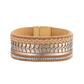 Cubic Zirconia & Coffee Polystyrene Two-Tone Curb-Chain Heart Bangle