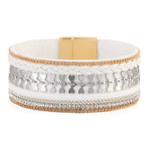 Cubic Zirconia & Polystyrene Two-Tone Curb-Chain Heart Bracelet