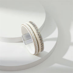 Cubic Zirconia & White Polystyrene Silver-Plated Curb-Chain Bracelet