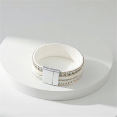 Cubic Zirconia & White Polystyrene Silver-Plated Curb-Chain Bracelet