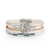 Cubic Zirconia & Polystyrene Silver-Plated Tree Of Life Charm Bracelet