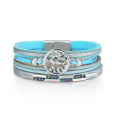 Iridescent Cubic Zirconia & Blue Tree Of Life Stacked Bracelet
