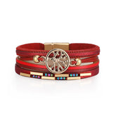 Cubic Zirconia & Red Polystyrene 18K Gold-Plated Tree Charm Layered Bracelet