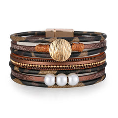 Bronze Polystyrene & Pearl 18K Gold-Plated Stacked Bracelet