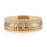 Cubic Zirconia & Polystyrene 18K Gold-Plated Circular Link Layered Bracelet