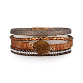 Cubic Zirconia & Red Resin 18K Gold-Plated Layered Oval Charm Bracelet