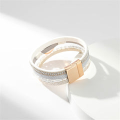 Cubic Zirconia & Pink Resin 18K Gold-Plated Layered Bracelet