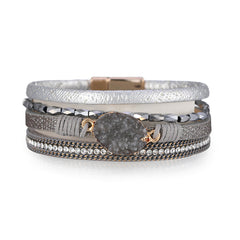 Gray Resin & Polystyrene 18K Gold-Plated Stacked Bracelet