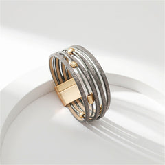 Gray Polystyrene & 18K Gold-Plated Layered Beaded Bracelet