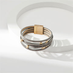 Gray Polystyrene & 18K Gold-Plated Layered Beaded Bracelet