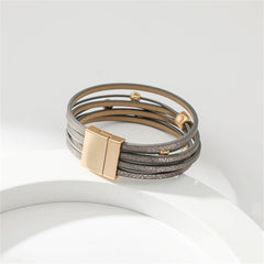 Gray Polystyrene & 18K Gold-Plated Layered Beaded Bracelet