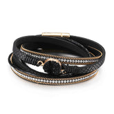 Black Polystyrene & Cubic Zirconia 18K Gold-Plated Layered Bracelet