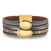 Gray Polystyrene & 18K Gold-Plated Abstract Oval Layered Bracelet