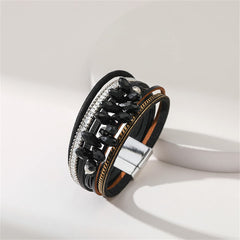 Black Cubic Zirconia & Polystyrene Layered Bracelet