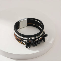 Black Cubic Zirconia & Polystyrene Layered Bracelet