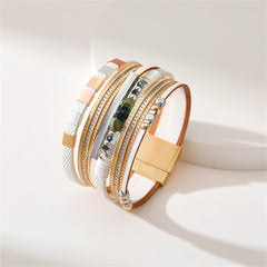 White Polystyrene & Two Tone Layered Beaded Bracelet