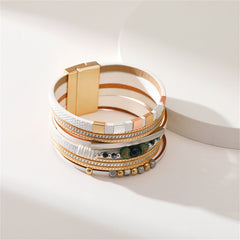 White Polystyrene & Two Tone Layered Beaded Bracelet