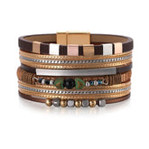 Brown Polystyrene & 18K Gold-Plated Layered Beaded Bracelet