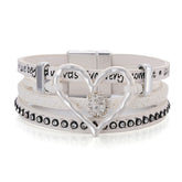 White & Cubic Zirconia 'Love' Heart Layered Bracelet