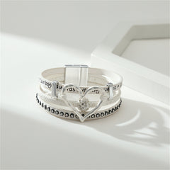 White & Cubic Zirconia 'Love' Heart Layered Bracelet