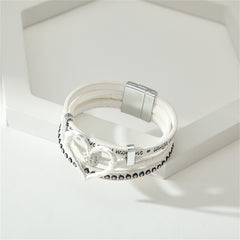 White & Cubic Zirconia 'Love' Heart Layered Bracelet