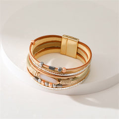 Champagne Polystyrene & Crystal 18K Gold-Plated Layered Bracelet