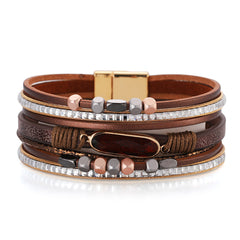 Crystal & Brown Polystyrene 18K Gold-Plated Multistrand Bracelet