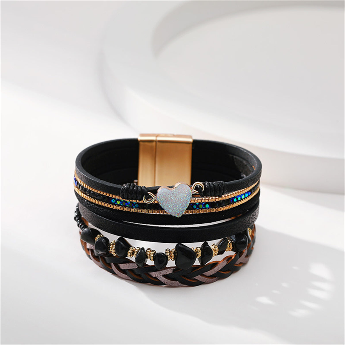 Cubic Zirconia and 18K Gold-Plated Layered Bracelet, gold bracelet for women, vintage-inspired design, styled look